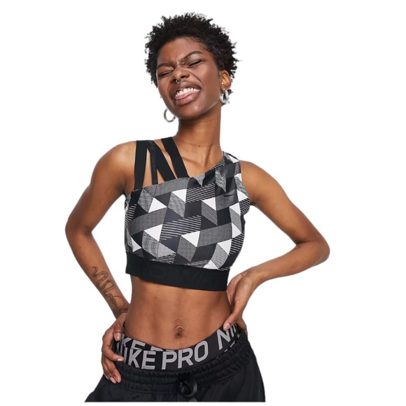 Nike Other - Nike x Serena Design Black Geo Print One Shoulder Sports Bra/Top Size Small